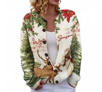 Christmas Cardigan Sweaters for Women 2025 - Funny Open Front Button Down Knit Coat with Long Sleeves for Festive Winter Wear