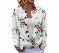 Christmas Cardigan Sweaters for Women 2025 - Funny Open Front Button Down Knit Coat with Long Sleeves for Festive Winter Wear