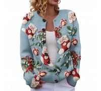 Christmas Cardigan Sweaters for Women 2025 - Funny Open Front Button Down Knit Coat with Long Sleeves for Festive Winter Wear