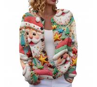 Christmas Cardigan Sweaters for Women 2025 - Funny Open Front Button Down Knit Coat with Long Sleeves for Festive Winter Wear