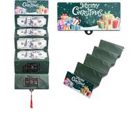 Christmas Cash Gift Envelopes, DIY Money & Gift Card Holder with 10 Slots Surprise Clip for Friends & Family (Dark Green,5Pcs)
