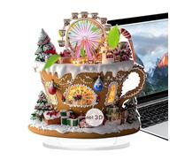 Christmas Castle Ornament - 2D Acrylic Table Decoration with Stand | Colorful Holiday Castle Sign for Living Room, Fireplace, Bookshelf, Restaurant, Mall & Workplace Decor