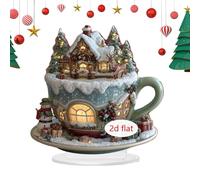Christmas Castle Ornament - 2D Acrylic Table Decoration with Stand | Colorful Holiday Castle Sign for Living Room, Fireplace, Bookshelf, Restaurant, Mall & Workplace Decor