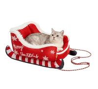 Christmas Cat Bed - Non-Slip Cushion for Pets, Cozys Warm Washable Sleeping Nest, Soft Plush Dog Bed for Winter Indoor Outdoor Use, Small Animal Rest Mat, Portable Crate Sofa House Pad