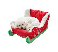 Christmas Cat Bed - Plush Cloth, Pet Nest Sleigh Design, Plush Pet Bed Winter Sleeping Space | Soft Warm Cushion Comfort, Chiot Beds, Pet Nest For Indoor, Outdoor, Home, Bedroom, Living Room