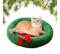 Christmas Cat Bed, Soft Pet Cushion, Cozy Dog Bed, Round Pet Mat, Cat Sleeping Mat, Indoor Pet Bed, Kitten House Bed, Pet Comfort Cushion, Warm Pet Bed, Soft Round Pet Cushion for Indoor Pets