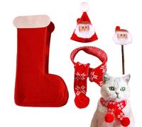 Christmas Cat Costume Set with Hat and Scarf, Cute Indoor Cat Christmas Outfit, Holiday Cat Decoration Costume for Christmas, Cozy Christmas Cat Clothes for Cats, Fun Holiday Cat Costume for Indoor Ca
