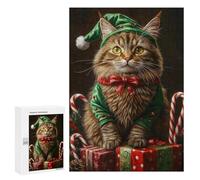 Christmas Cat Elf Costume-1 Puzzle 1000 Pièces Educa Jouet en Bois Cadeau Unique Décoration Intérieure Jeu Éducatif Challenge Toy Adultes Et Enfants À Partir De 14 Ans 300 PCS