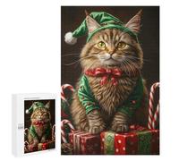 Christmas Cat Elf Costume-1 Puzzle 1000 Pièces Educa Jouet en Bois Cadeau Unique Décoration Intérieure Jeu Éducatif Challenge Toy Adultes Et Enfants À Partir De 14 Ans 1000 PCS