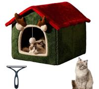 Christmas Cat House, Detachable Washable Pet Cave, Winter Cat Nest (L)
