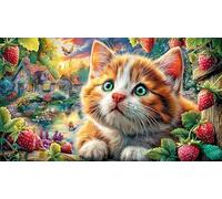 Christmas-Cat-in-Festive-Hat 1000 pièces Défi de Jeu éducatif Puzzle Idée Cadeau Parfaite Puzzle pour Adultes et Enfants Beau Puzzle de décoration 38x26/1000 pièces