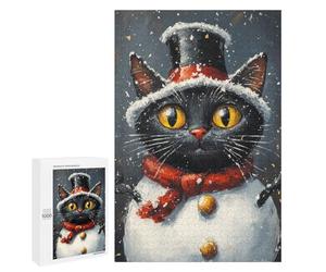 Christmas Cat Snowman-1 Puzzle 1000 Pièces Educa Jouet en Bois Cadeau Unique Décoration Intérieure Jeu Éducatif Challenge Toy Adultes Et Enfants À Partir De 14 Ans 1000 PCS