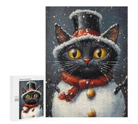Christmas Cat Snowman Puzzle 1000 Pièces Educa Jouet en Bois Cadeau Unique Décoration Intérieure Jeu Éducatif Challenge Toy Adultes Et Enfants À Partir De 14 Ans 500 PCS