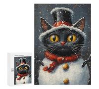 Christmas Cat Snowman Puzzle 1000 Pièces Educa Jouet en Bois Cadeau Unique Décoration Intérieure Jeu Éducatif Challenge Toy Adultes Et Enfants À Partir De 14 Ans 300 PCS