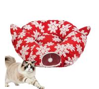 Christmas Cat Tunnel Bed 50cm Foldable Donut Mat with Non Slip Base
