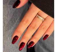 Christmas Cats Eye Press on Nails Short Almond False Glossy Artificial Full Covers Supplies for Women Stick on Nail