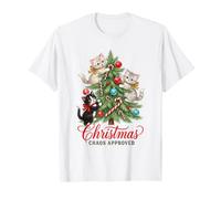 Christmas Chaos Approved Kittens Climbing Tree Cat Lover T-Shirt