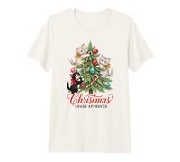 Christmas Chaos Approved Kittens Climbing Tree Cat Lover T-Shirt Haut de Gamme