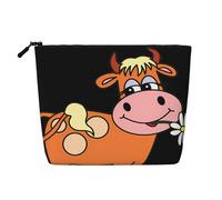 Christmas Cheer Trousse de toilette à motif pour femme avec une seule couche, convient pour le rangement quotidien, les voyages et les voyages d'affaires., Cartoon mignon vache, Taille unique