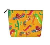 Christmas Cheer Trousse de toilette à motif pour femme avec une seule couche, convient pour le rangement quotidien, les voyages et les voyages d'affaires., Chapeau cactus et piment, Taille unique