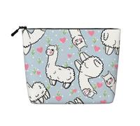 Christmas Cheer Trousse de toilette à motif pour femme avec une seule couche, convient pour le rangement quotidien, les voyages et les voyages d'affaires., Cœur en alpaga de dessin animé, Taille