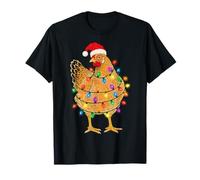 Christmas Chicken Santa Hat Holiday Poultry Lights T-Shirt