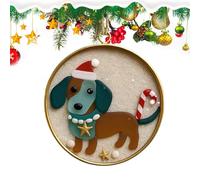 Christmas Chiens 2D acrylique Motif bouledogue teckel Décoration de Noël pour fenêtre, porte, mur, miroir