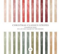 Christmas Classics Stripes Scrapbook Paper, 8.5 x 8.5 Inch Square Pattern Designs: Red and Green Watercolor Stripe Pages for Junk Journals, Card ... Paper Crafts, and Holiday Creative Projects