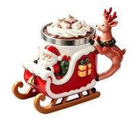 Christmas Coffee Mugs Resin Cute - Santa Sleigh Festive Table Decor Tea for | Christmas Tea Cups Winter Mugs for Women Kids Friends Coworkers | Party New Year Milk Hot Cocoa Drink Christmas Coffee Mugs