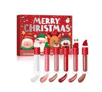 Christmas Colorful Lip Gloss Set, 6pcs Hydrating Lip Gloss Oil Non-stick to Cup, kit de brillant à lèvres hydratant de rouge à lèvres scintillant, maquillage cadeau de Noël pour les filles (1 Set)
