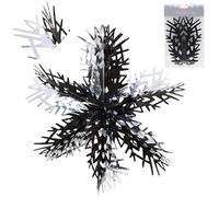 Christmas Concepts® 16" (1,3") Décoration à Suspendre en 3D avec Grand Flocon de Neige en Aluminium - Garniture de Noël (Noir et Argent)