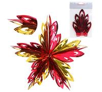 Christmas Concepts® 16" (1,3 pi) Grande décoration à Suspendre étoile 3D en Feuille - Garniture de Noël (Rouge et Or)