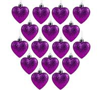 Christmas Concepts® 16 x 60 mm (2.4") Boules de Sapin de Noël en Forme de cœur Violet Scintillant