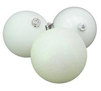 Christmas Concepts® 3-150mm (6") Extra Large Baubles - Design Brillant, Mat & Glitter - Décorations de Noël (Blanc)