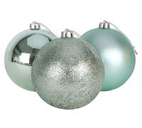 Christmas Concepts® 3-150mm (6") Extra Large Baubles - Design Brillant, Mat & Glitter - Décorations de Noël (Menthe Verte)