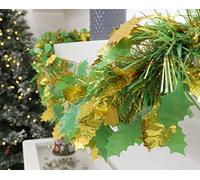 Christmas Concepts® 3m / 9.8ft Tinsel de Noël Chunky/Fine - Décoration de Noël - Tinsel de Haute qualité (Holly & Berry Verts et dorés)