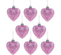 Christmas Concepts® 8 x 60 mm (2.4") bébé Rose Coeur Glitter Boules de Sapin de Noël en Forme