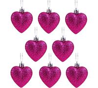 Christmas Concepts® 8 x 60mm (0.3" x 2.4") Hot Pink Glitter Coeur en Forme d'arbre de Noël Babioles