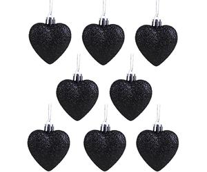 Christmas Concepts® 8 x 60mm (2.4") Black Heart Glitter en Forme d'arbre de Noël Babioles