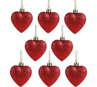 Christmas Concepts® 8 x 60mm (2.4") Red Glitter en Forme de Coeur d'arbre de Noël Babioles