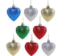 Christmas Concepts® 8 x 60mm (2.6") Couleur Multi Glitter en Forme de Coeur d'arbre de Noël Babioles