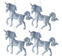 Christmas Concepts® Décoration de Licorne Couverte de Paillettes 16cm (6,4") - Décorations de Noël de Luxe (Glace Bleue, Paquet de 4)