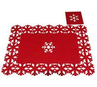 Christmas Concepts® Ensemble de napperons et sous-Verres 8 Morceaux de Feutre de Noël en Feutre Rouge - 4 Dessous-de-Plat + 4 Dessous de Verre