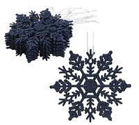 Christmas Concepts® Lot de 12 à 10cm (4,8" x 4") de décorations à Suspendre avec Flocon de Neige -… (Bleu Nuit)