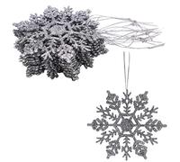 Christmas Concepts® Lot de 12 à 10cm (4") de décorations à Suspendre pour Flocon de Neige Scintillantes - Décorations de Noël (Argent)