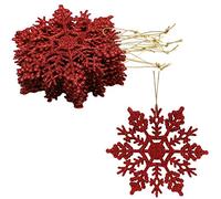Christmas Concepts® Lot de 12 à 10cm (4") de décorations à Suspendre pour Flocon de Neige Scintillantes - Décorations de Noël (Rouge)