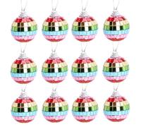 Christmas Concepts® Lot de 12 Mini Boules Disco Effet Miroir de 40 mm (2") - Décorations à Suspendre pour Sapin de Noël (Multicolore)