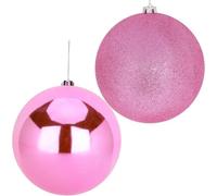 Christmas Concepts® Lot de 2 Boules de Noël de 200 mm - Design Brillant et pailleté - Boules de Noël géantes (Rose pâle)
