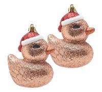 Christmas Concepts® Lot de 2 Boules de Noël en Forme de Canard pailletées Or Rose de 110 mm (4,3 po) - Décorations pour Sapin de Noël
