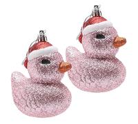 Christmas Concepts® Lot de 2 Boules de Noël festives pailletées en Forme de Canard Rose pâle de 110 mm (4,3 po) - Décorations pour Sapin de Noël